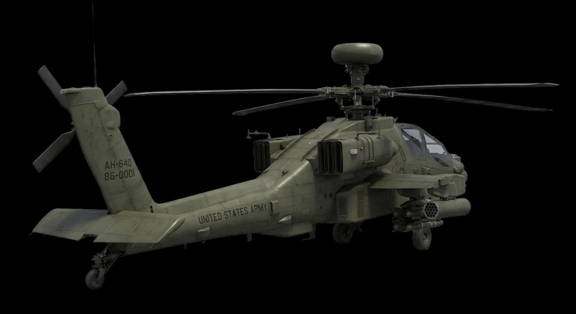 Boeing AH-64 Apache 1975 - Rear 3/4 view