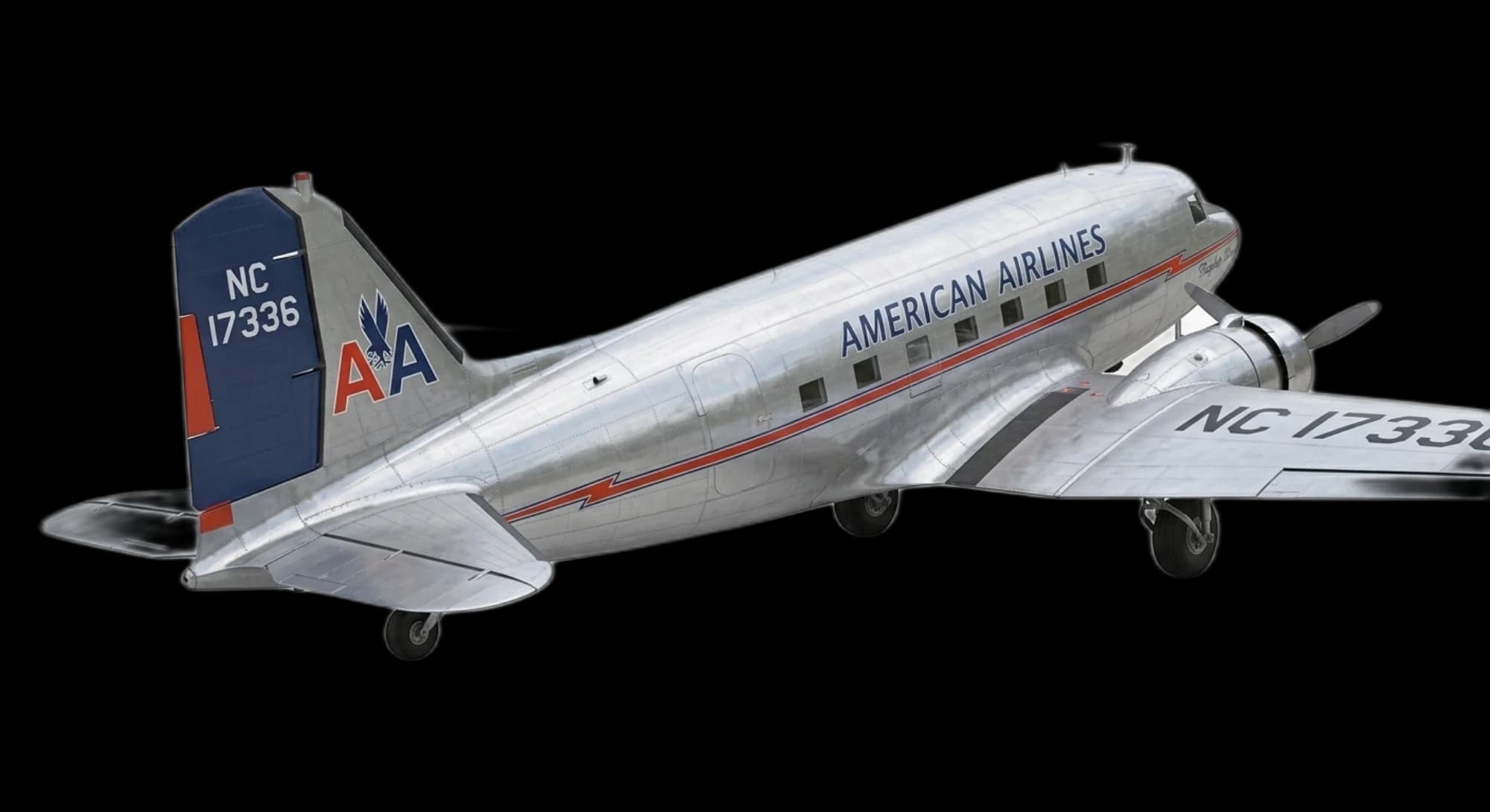 1935 Douglas Aircraft DC-3 - Rear 3/4 - Airliner aircraft