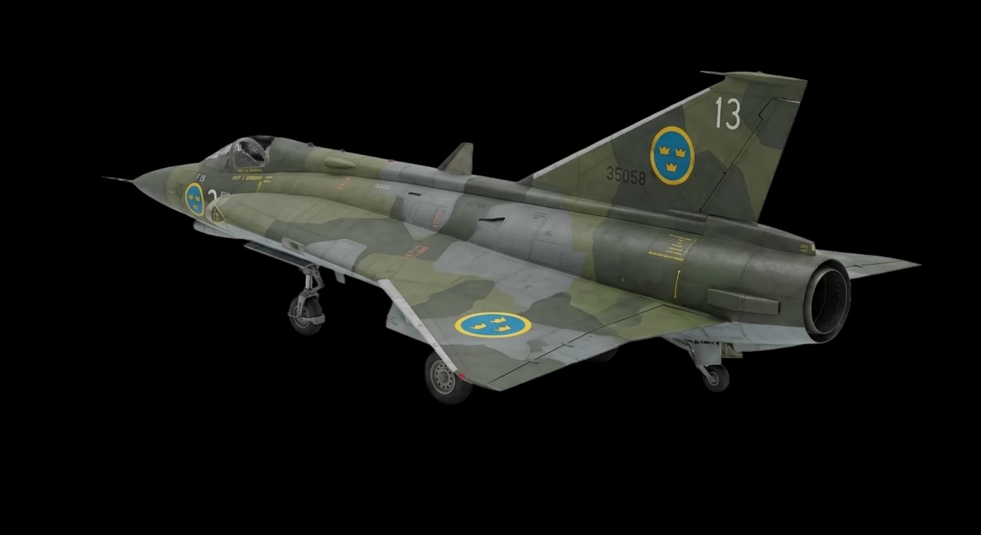 Saab Saab 35 Draken 1955 - Rear 3/4 view