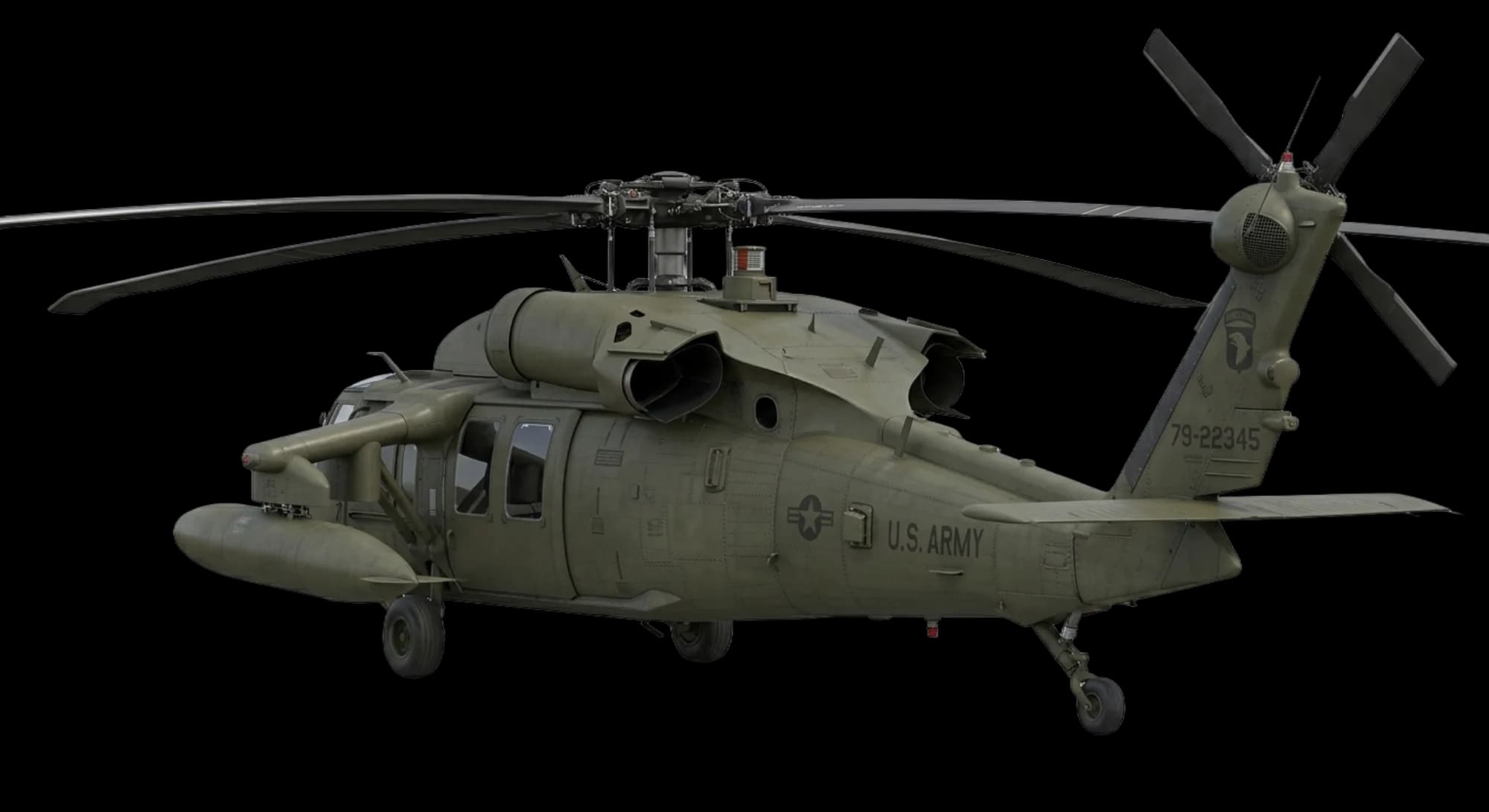 Sikorsky Aircraft UH-60 Black Hawk 1974 - Rear 3/4 view