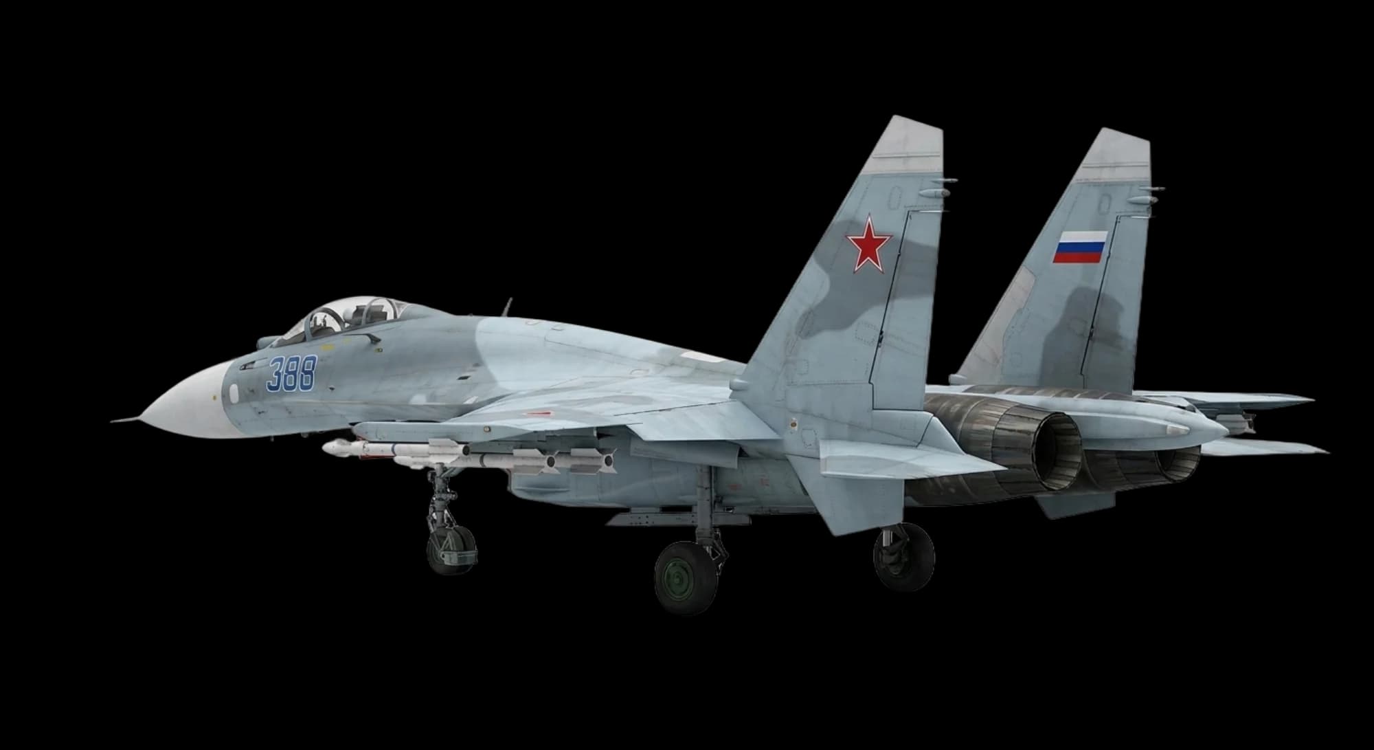 Sukhoi Su-27 Flanker 1977 - Rear 3/4 view